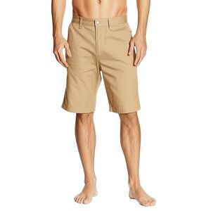 VOLCOM Shorts Mens Size 28 Khaki Chino Flat‎ Front Stretch Casual Everyday
